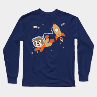 Space monkey or astronaut in a space suit with cartoon style. Long Sleeve T-Shirt